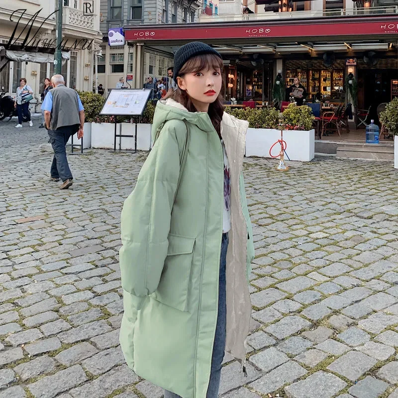 

Thick Warm Winter Jackets Oversize 95kg Parkas Street Patchwork Hooded Casual Jacket Snow Classic Cotton Coat Straight Outerwear