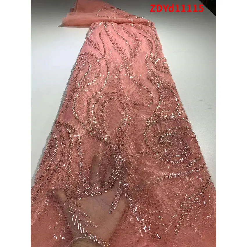 

Quality African French Lace Fabric Exquisite ​Nigerian Sequin Material For Sewing Clothes ZDYF11115