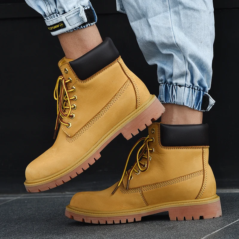 

Winter Men's Boots Waterproof Leather Sneakers Outdoor Non-slip Hiking Boots Comfortable Work Boots Lace-up Winter Warm Boots