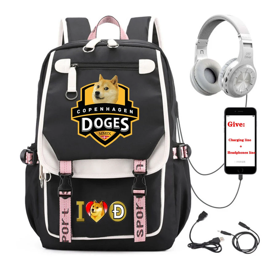 

anime Doges backpack boys Girl School book Bag Women men Travel Backpack USB Charging teenagers Laptop packsack