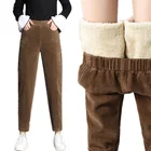 Плотные повседневные брюки в стиле Харадзюку, женские вельветовые Теплые брюки, осень и зима 2021, шаровары с высокой талией для женщин
