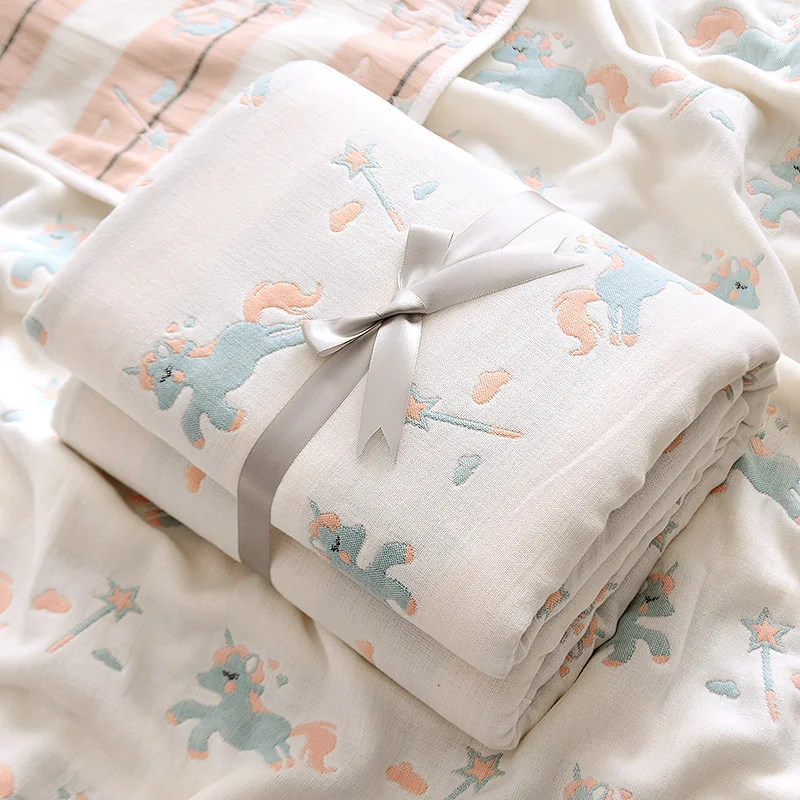

Одеяло из 100% чистого хлопка с принтом для новорожденных, детское моющееся муслиновое Пеленальное полотенце, шарф, 4 слоя марли для ванны, спа...