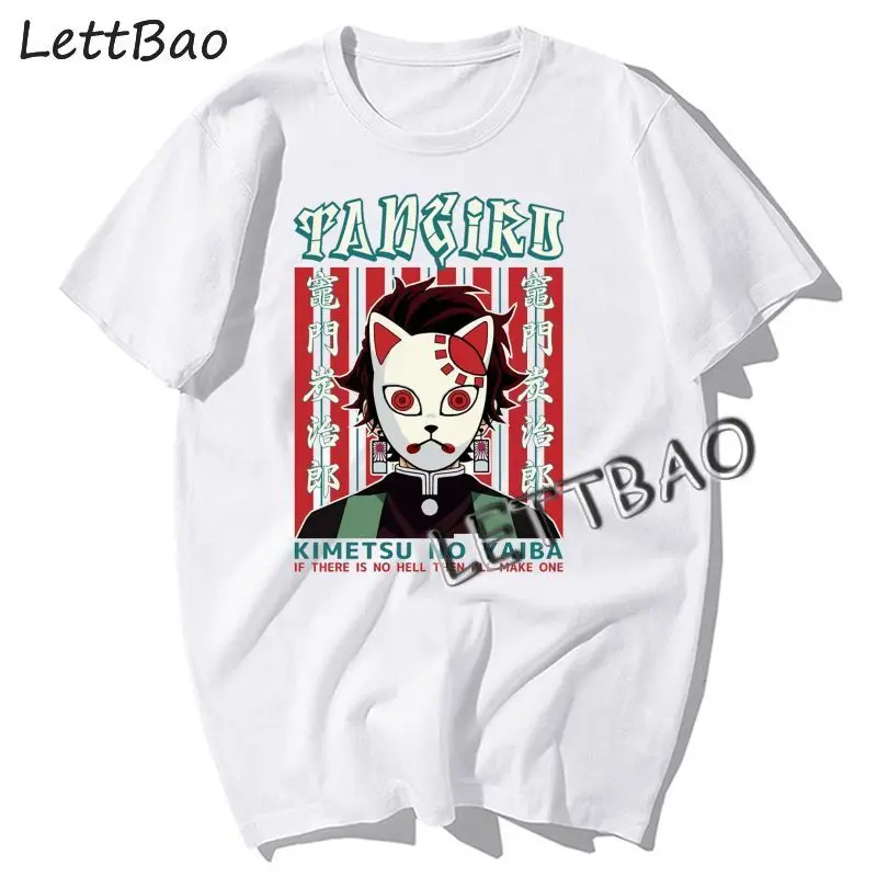 

Новинка, забавная мультяшная футболка Kimetsu No Yaiba с рассекающим демонов футболка с графическим принтом, уличная одежда, футболка в японском с...