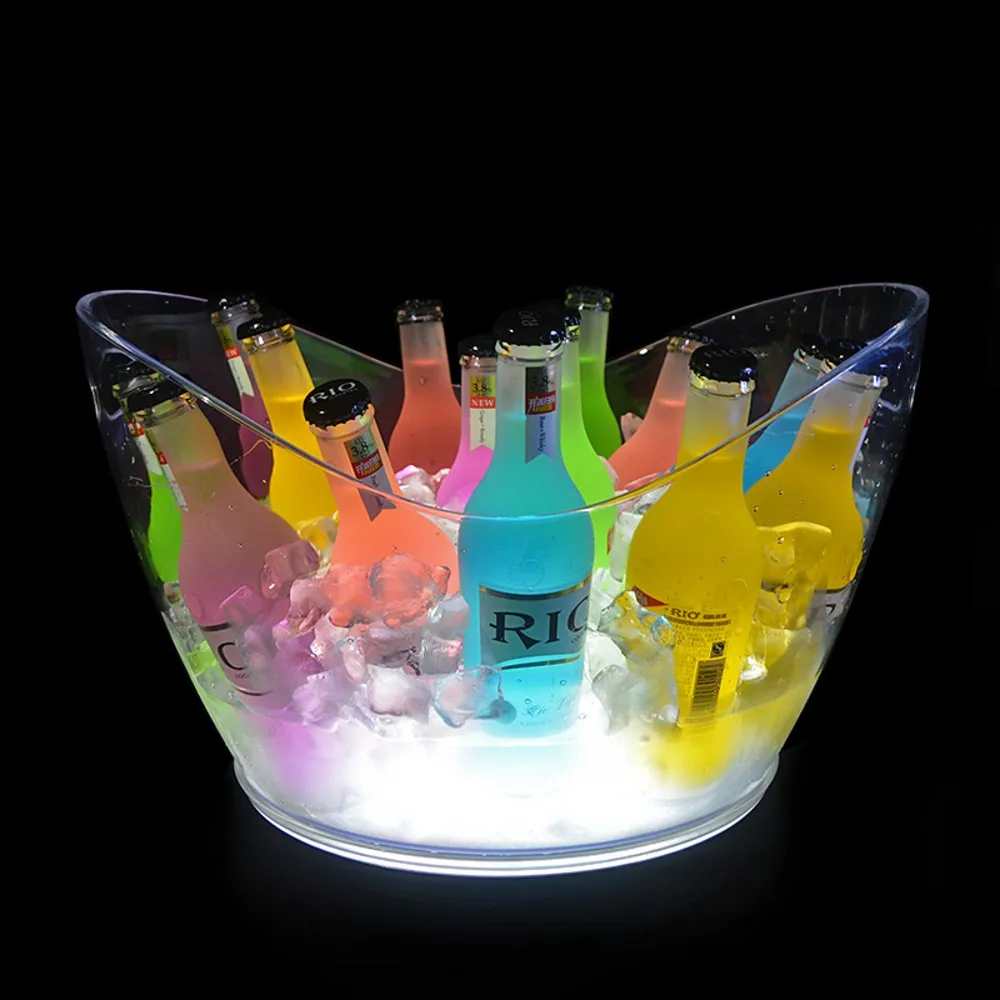 

LED Rechargeable Acrylic Ice Buckets Luminous Boat Shaped Cockail Drink Cooler Bars Nightclubs Champagne Beer Wine Holder