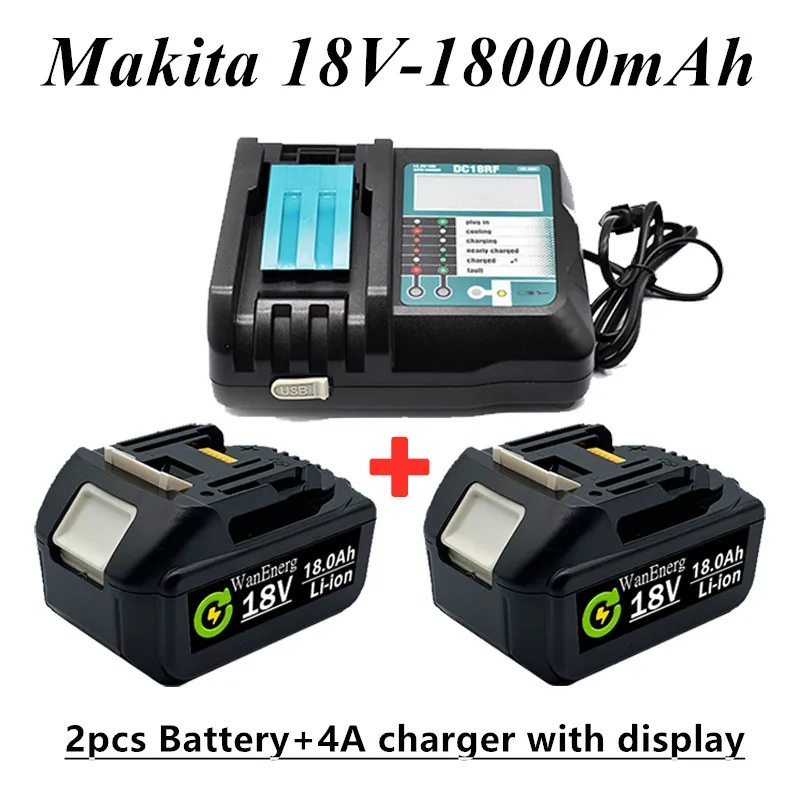 

Аккумуляторная батарея BL1860, 18 в, 18000 мАч, литий-ионная батарея для Makita 18 в, аккумулятор BL1840, BL1850, BL1830, BL1860B, LXT 400 + зарядное устройство