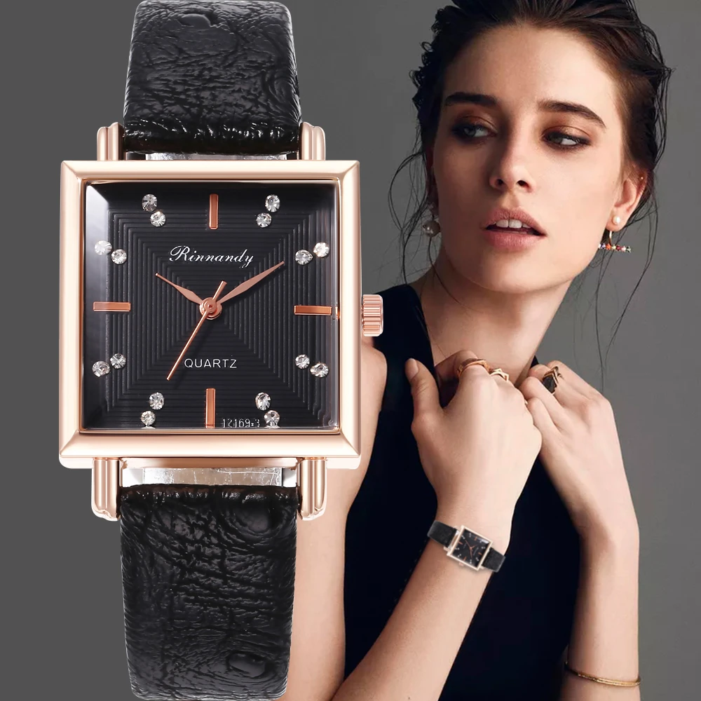 

New ideas Leather StrapWatches For Women Fashion Square Small Dial Bracelet Quartz Watch Lady Casual Clock Relogio Feminino