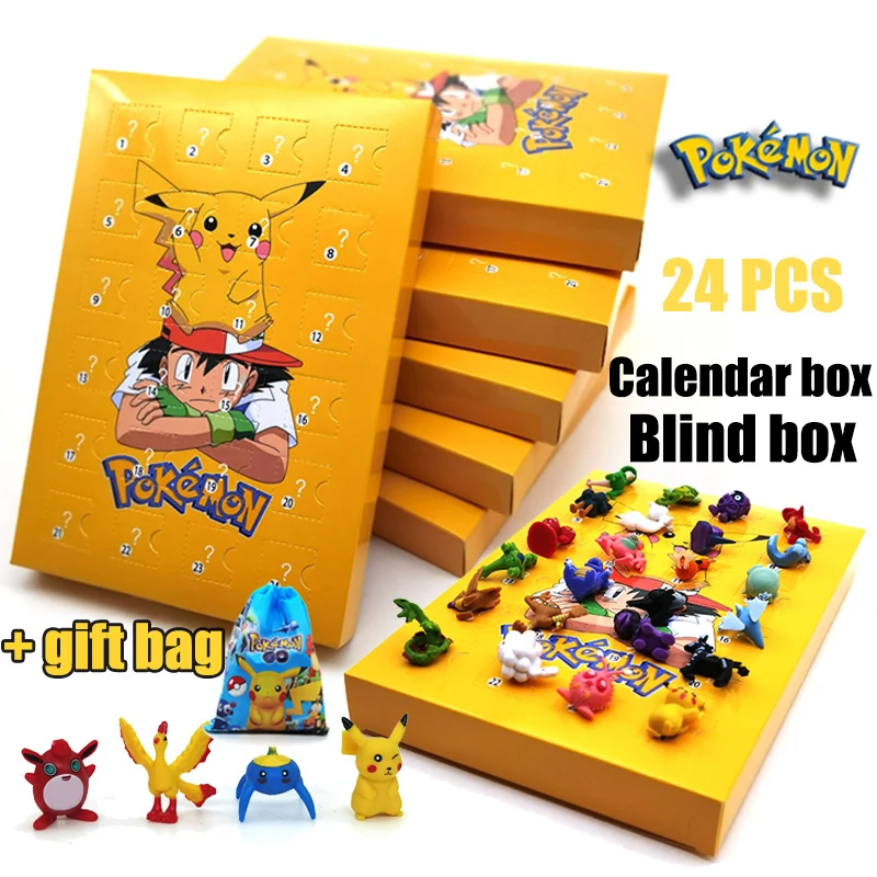 24 PCS NEW Pokemon  Advent Calendar Box Action Figure Toys  Pikachu Anime Figure Children Toys Pokemon Gits Box Blind Box