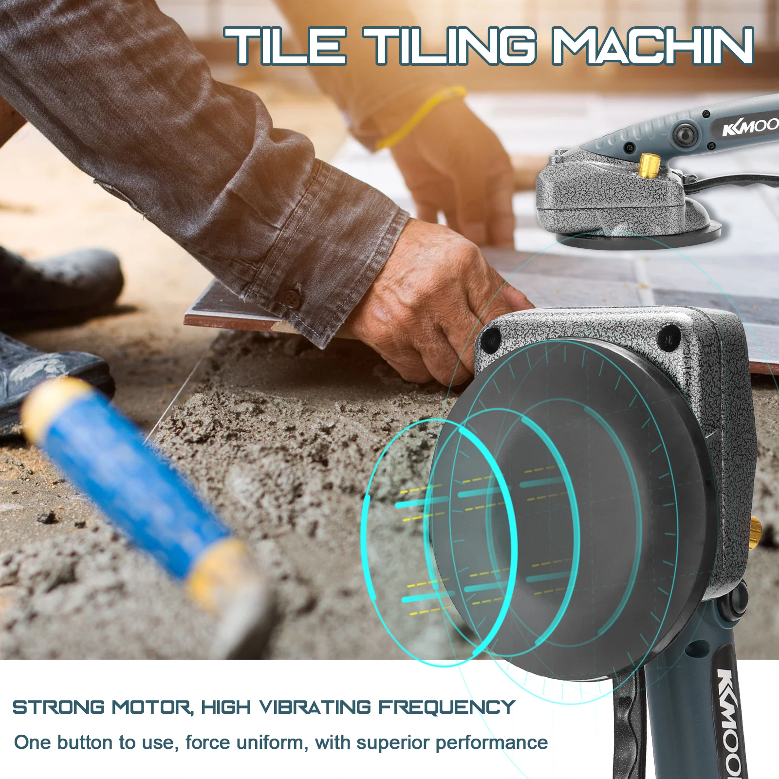 

10-150Hz Tiling Tiles Machine Tiles Wall Floor Tiles Laying Vibrating Tool with 100*100mm Suction Cup With 2 Battery