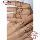 Женское кольцо CANNER, регулируемое кольцо из серебра 100% пробы с буквами 26 925 пробы с фианитами