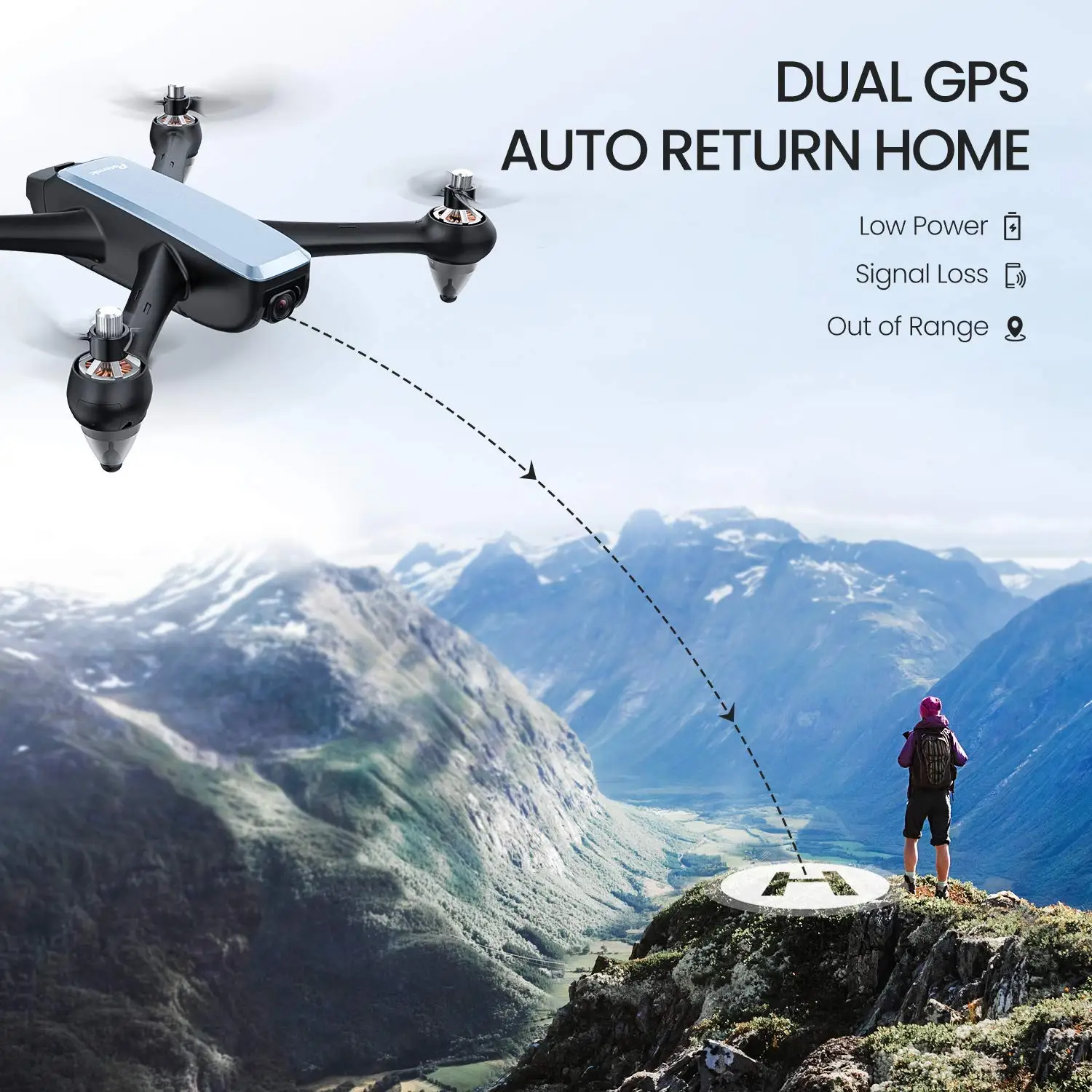 Potensic D60 gps Дрон с 4K широкоугольным HD FPV двойной камерой бесщеточный мотор RC Дрон Квадрокоптер