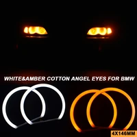 4x146mm dual color white yellow led cotton light halo ring drl headlight for bmw e46 vorfacelift 1998 2001 angel eyes
