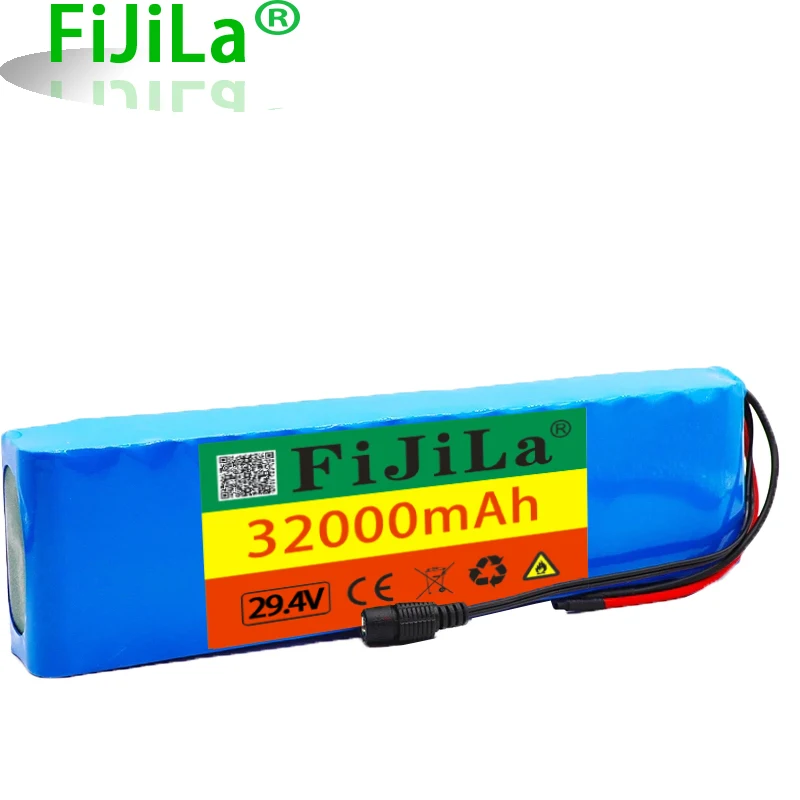 

2021 7S4P 24V 32000mAh 29.4v electric bicycle motor ebike scooter li-ion battery pack 18650 lithium rechargeable batteries BMS