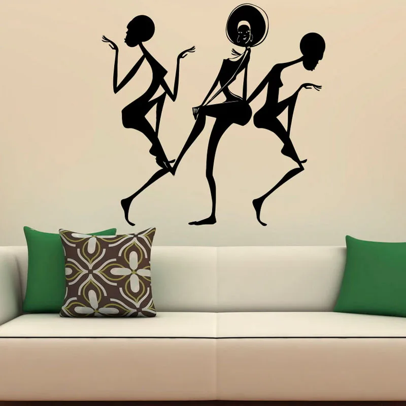 

Africa Dancing Wall Stickers Home Decor African Beautiful Girls Removable Waterproof Vinyl Wall Decals Art Murals