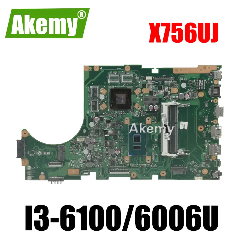 

X756UJ Laptop motherboard For Asus X756U X756UWK X756UX X756UJ X756UB X756UV mainboard I3-6100/6006U GT920M/2G DDR3 Memory slot