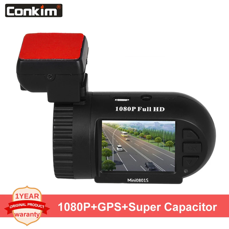 Conkim Dash камера 1080P Full HD Автомобильный видеорегистратор Цифровой Автомобильный видеорегистратор Профессиональный конденсатор мини 0801S gps Dashcam Авто регистратор автомобильная камера