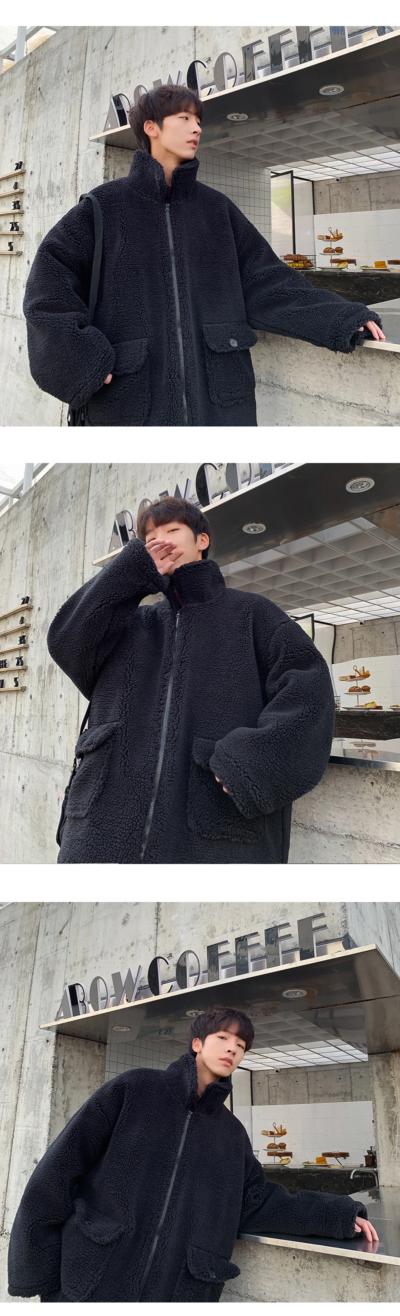 Winter Lamb Fur Jacket Men's Warm Thick Parka Men Fashion Solid Color Casual Coat Man Loose Cotton Jacket Male Clothes Overcoat