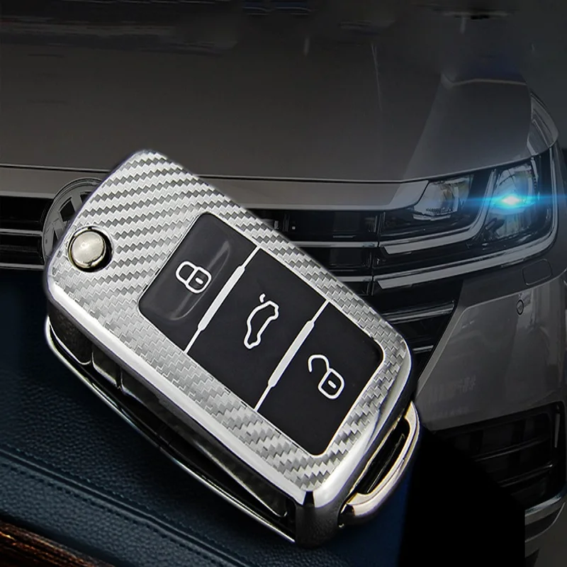 Чехол для автомобильного ключа из углеродного волокна TPU VW Tiguan Golf Passat Polo рычаг