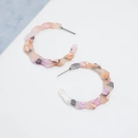 jaeeyin 2021 new arrival pink multi color acetate hoop earrings for women statement holiday accessories resin country styles