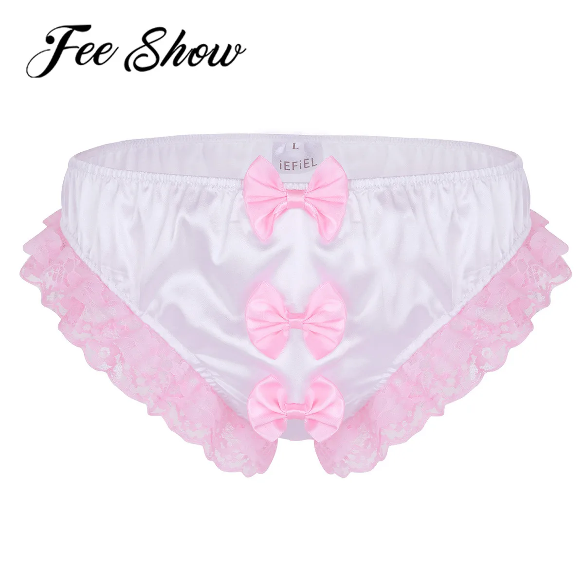 Сексуальное мужское нижнее белье бантик кружево атлас оборками гофрированный