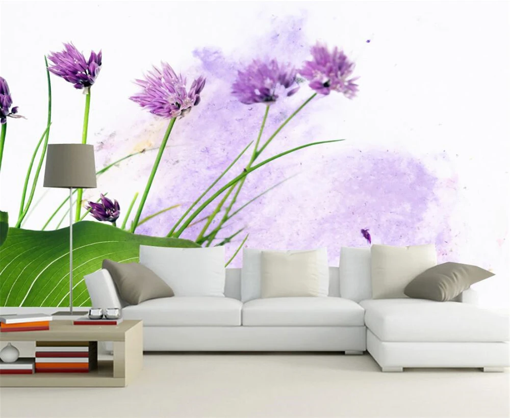 Большие пользовательские обои beibehang красивые свежие зеленые листья акварельные