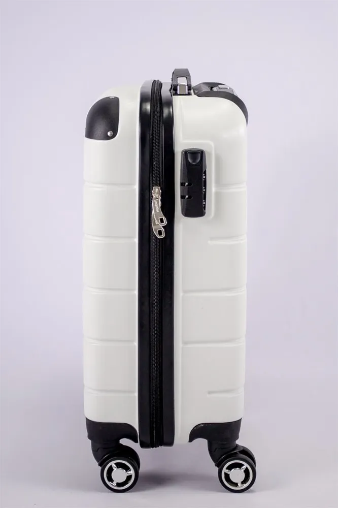 Чемодан маленький из поликарбоната белый S (ручная кладь) на 4-х колесах с кодовым