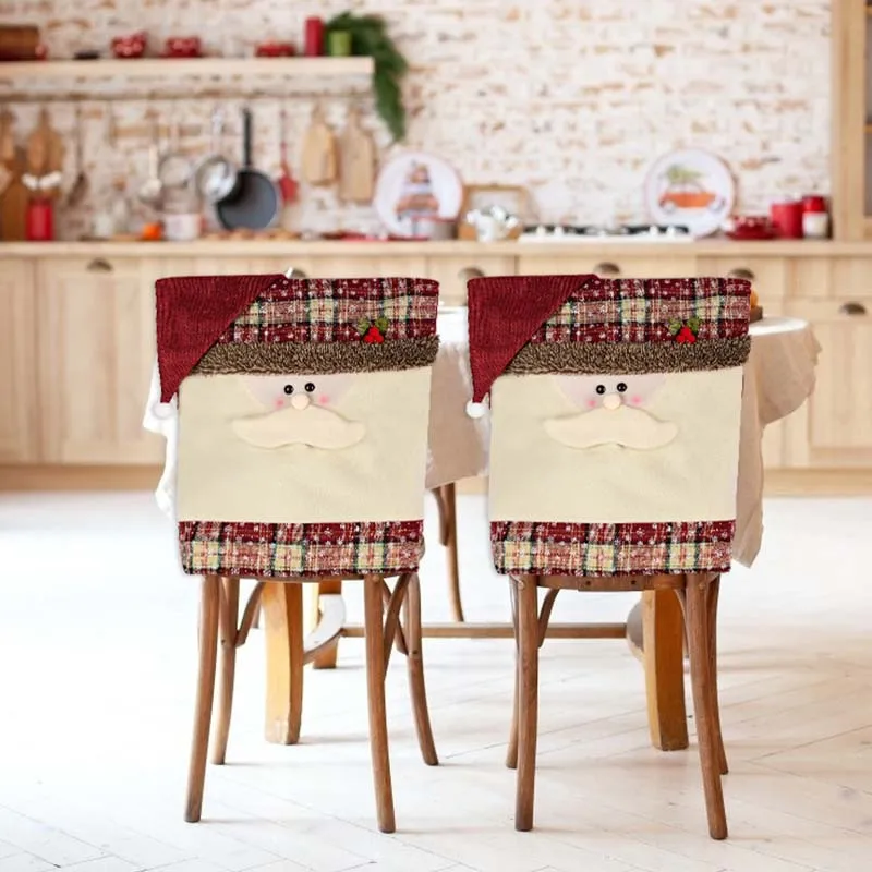 

2021 Christmas Santa Hat Chair Covers Christmas Decor Cloth Red Hat Chair Back Cover For Home Table Decoration Accessories Gifts
