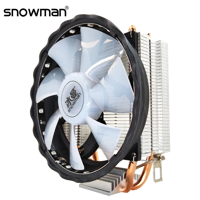 Кулер для процессора SNOWMAN с 2 тепловыми трубками тихий кулер Intel LGA 120 775 1150 1151 AMD AM2 AM3