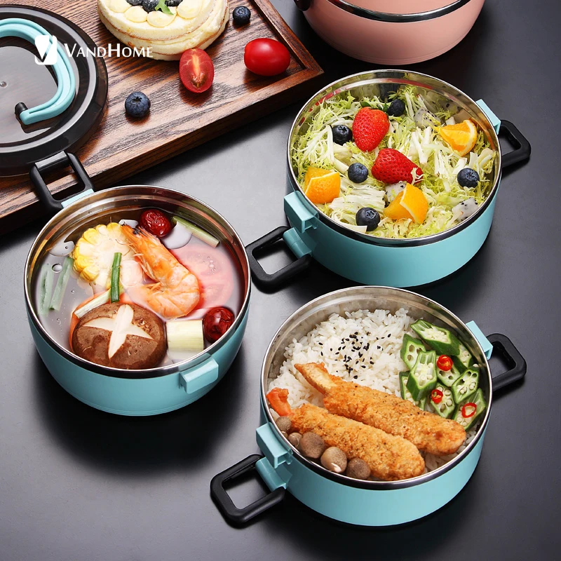 VandHome Portable Thermal Lunch Box For Kids Stainless Steel Bento Leak-Proof Food Container Insulation | Дом и сад