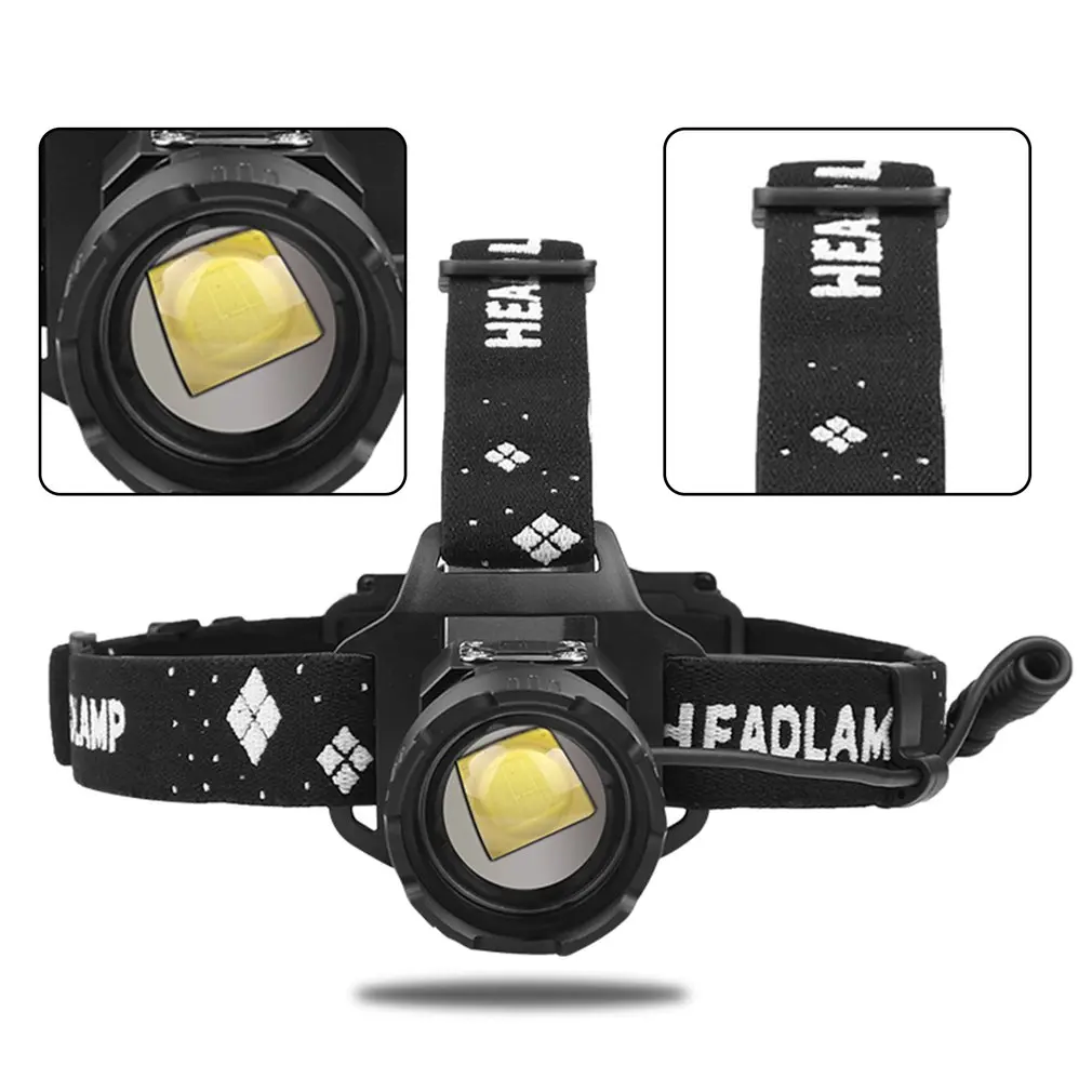 

5-gears Adjustable Headlight Telescopic Zoom IPX4 Waterproof Built-in Battery USB Charging XHP99 Headlight