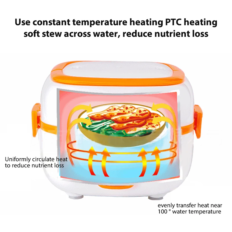Мини рисоварка Электрический термонагреватель Ланч бокс 2 слоя портативный