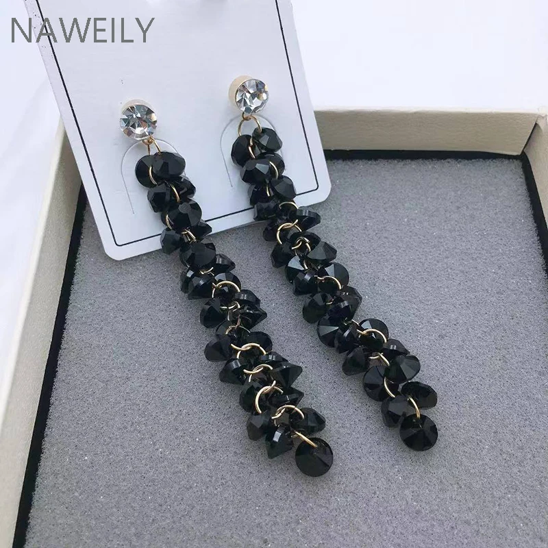 Женские серьги-подвески с черно-белыми кристаллами | Украшения и аксессуары
