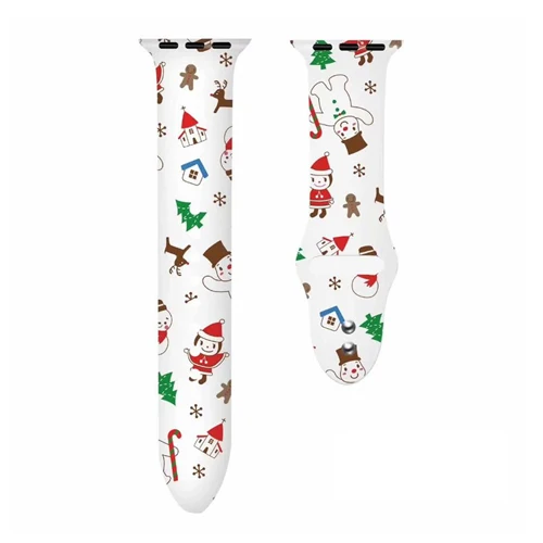 Christmas 1 Силиконовый ремешок для Apple watch band 5, 4, 44 мм, 40 мм, рождественский подарок, мягкий наручный ремень с цветочным принтом, ремешок для часов iWatch 3, 2, 38 мм, 42 мм - Цвет ремешка: Christmas 1