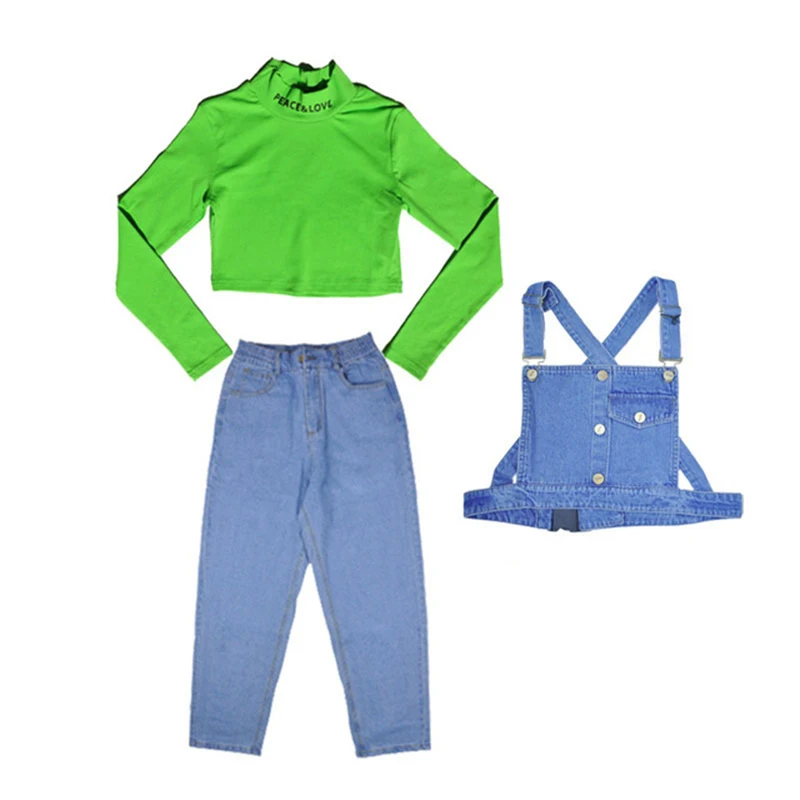 

Hip Hop Street Dancing Costumes Children Jazz Dance Costume For Girls Fluorescence Tops Pants Stage Performance Dance Clothes