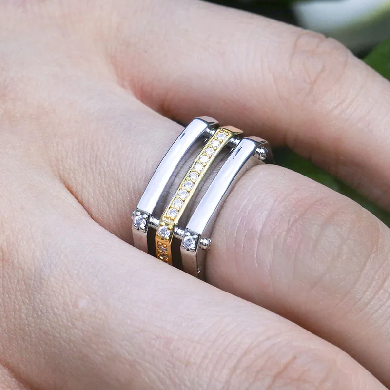 Великолепные трехслойные двухцветные мужские кольца в стиле хип хоп с медным