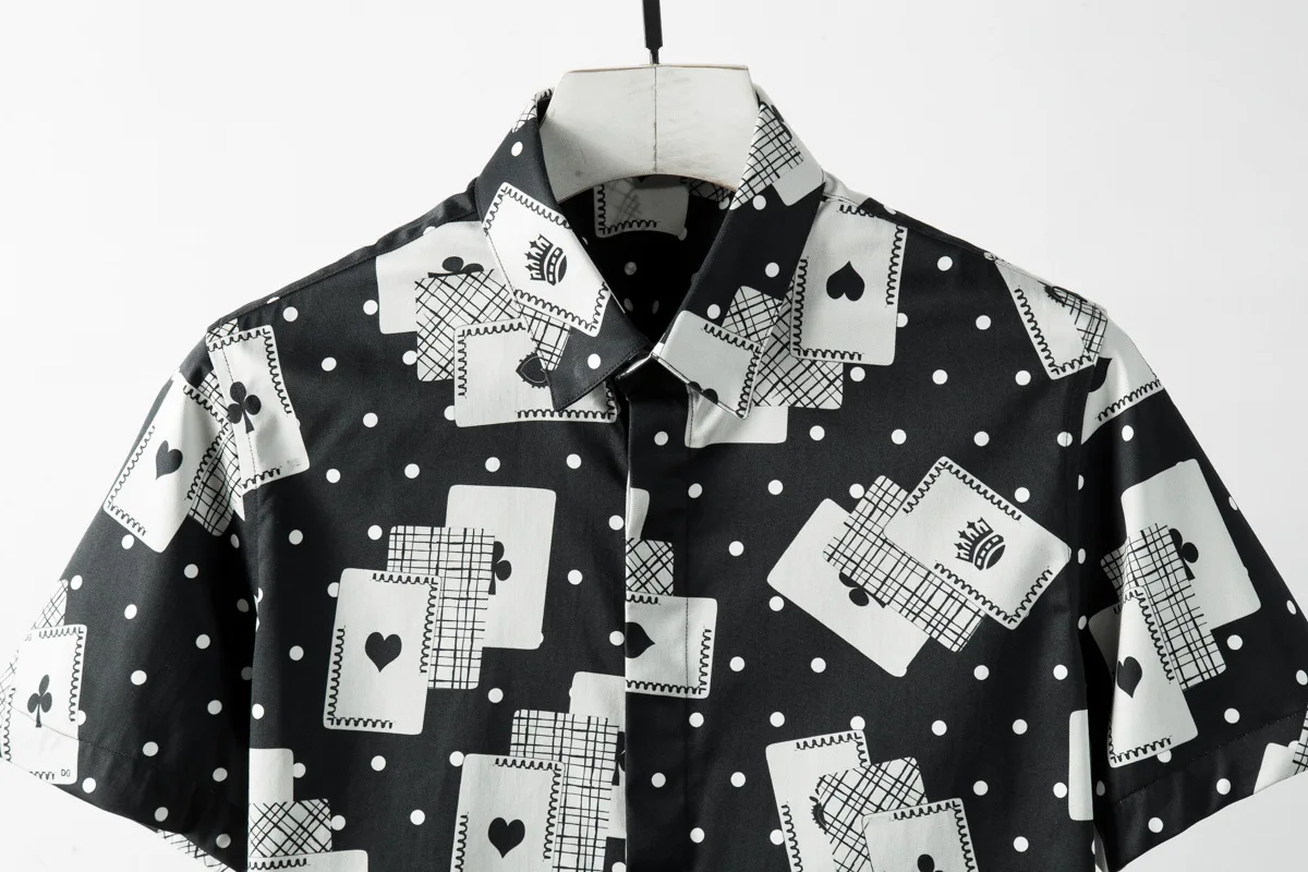 Мужская рубашка Minglu из 100% хлопка роскошная модная мужская с принтом игральных