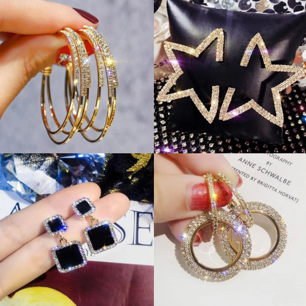 Женские серьги с кристаллами золотого цвета | Украшения и аксессуары