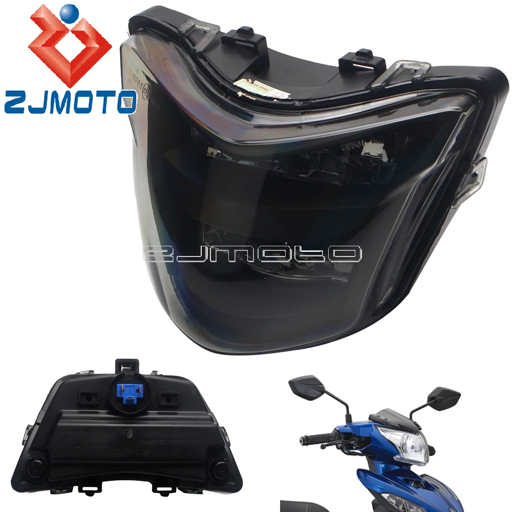 

12V Motorcycle Black Smoke E13 Headlamp Driving Light High Low Beam Adjustment Front Lamp LED Headlight For YAMAHA LC150/Y15ZR