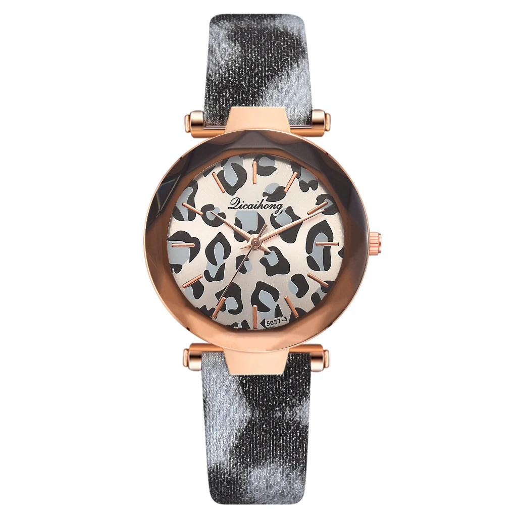 Синий Montre Femme новые модные женские часы кожаная с леопардовым принтом аналоговые кварцевые часы женские наручные часы Reloj Mujer женские часы - Цвет: Синий