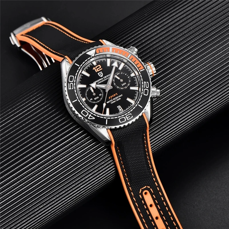 New PAGANI DESIGN 42MM Classic Fashion Men's Quartz Watch Top Brand Multi-Function Chronograph Stainless Steel Waterproof Clock