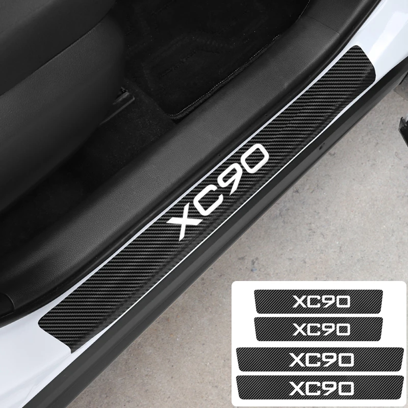 4 шт. углеродного волокна порога Защитные наклейки для Volvo AWD S60 S90 T6 V40 V50 V60 V90 XC40 XC60