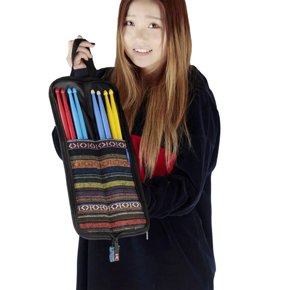 

Ethnic Style 4 Pairs Nylon Drum Stick With Holder Bag Storage Portable Percussion Drummer Drumstick Soft Case