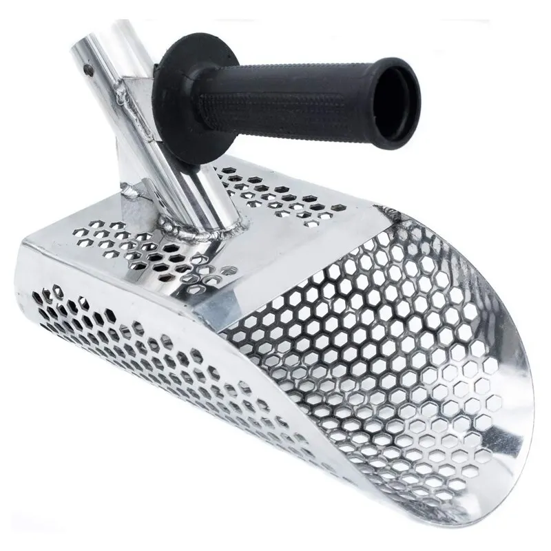 

Sand Scoop for Metal Detecting, Stainless Steel with Hexahedron 7Mm Holes for Beach Treasure Hunting Plastic Handle