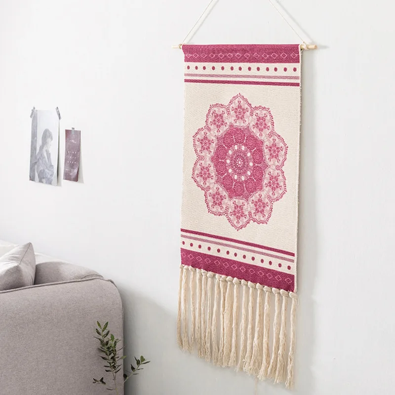 

Nordic tapestry decorative hanging cloth tassels hand-woven hanging paintings bedroom living room background wall covering