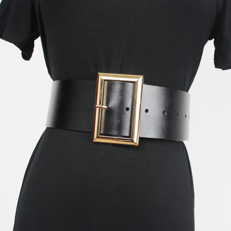 Solid Real Leather Wide Waist Belt Large Plus Size Split Leather Corset Strech Belt Women Fashion All-match Shirt Suit Coat Belt