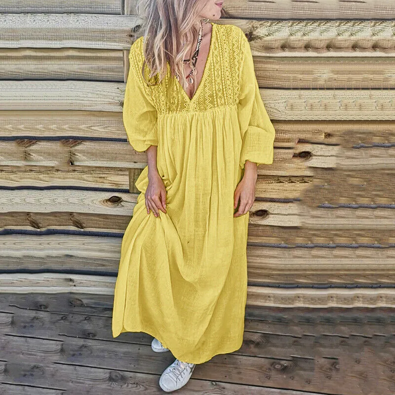 Зимнее платье MISSOMO женское длинное макси повседневные кружевные платья с длинным