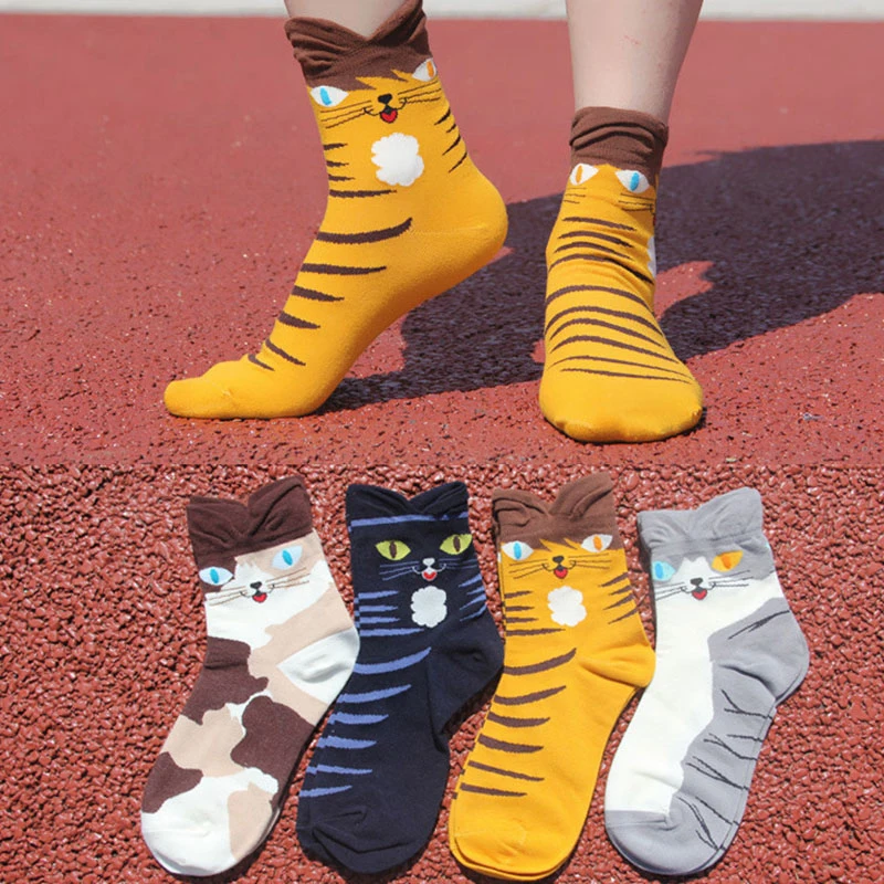 Зимние женские модные красивые хлопковые носки с когтями Короткие носочки по