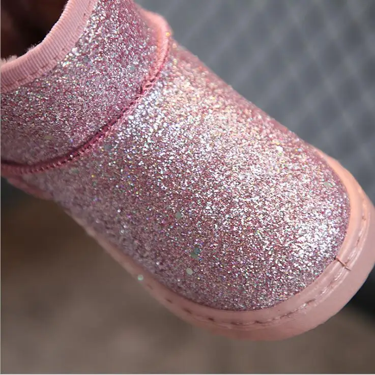 Зимние ботинки для девочек зимняя теплая детская обувь на плоской подошве с