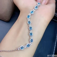 kjjeaxcmy boutique jewelry 925 sterling silver inlaid natural blue topaz bracelet luxury female bracelet support testing