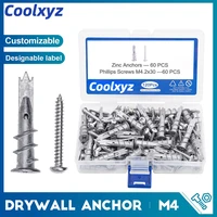 120pcsset plasterboard drywall anchor zinc alloy hollow wall self drilling wall plug with m4 2 tapping screw