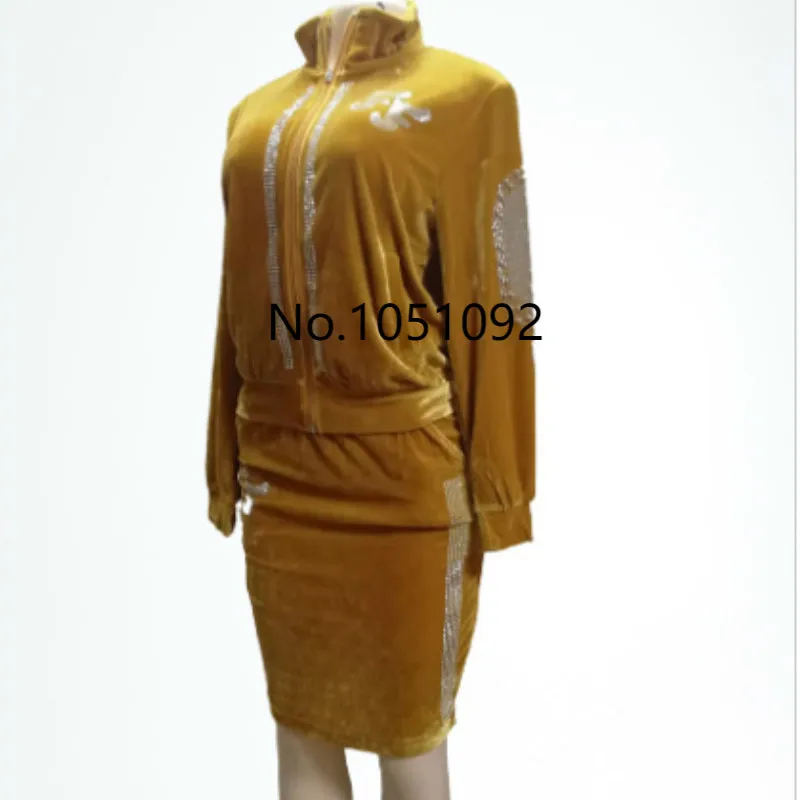 Бархатная африканская одежда комплект из 2 предметов для женщин Осень-зима 2021